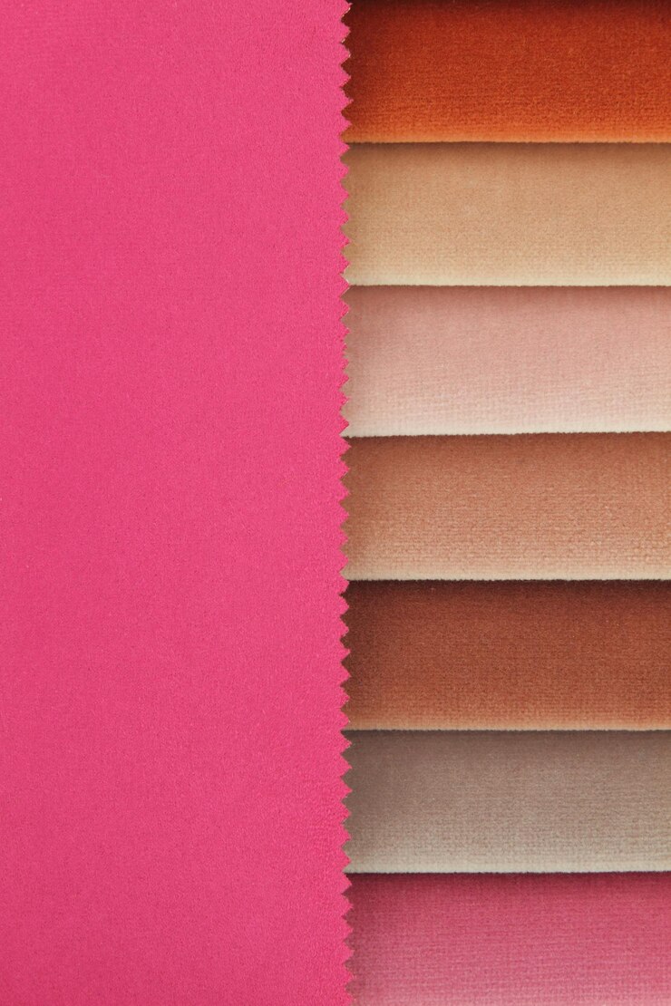 Foto cor de fundo de amostras de tecido em tons de rosa