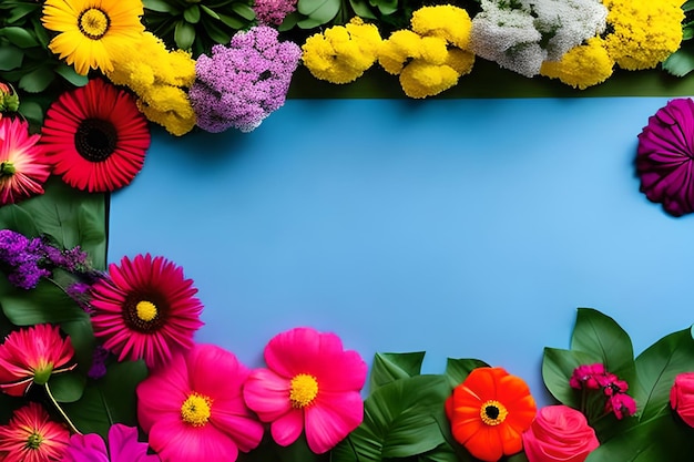 Cor de papel em branco para texto com fundo de cor ao redor da flor