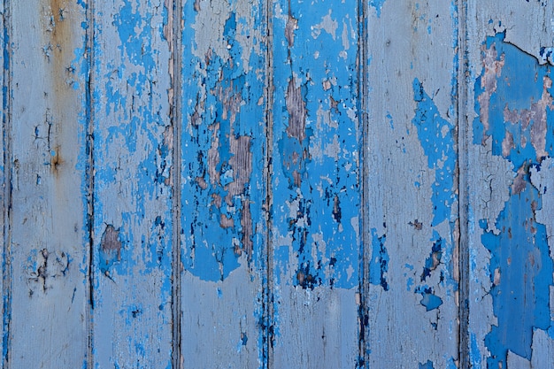 Cor de parede de madeira pintada vintage fundo azul