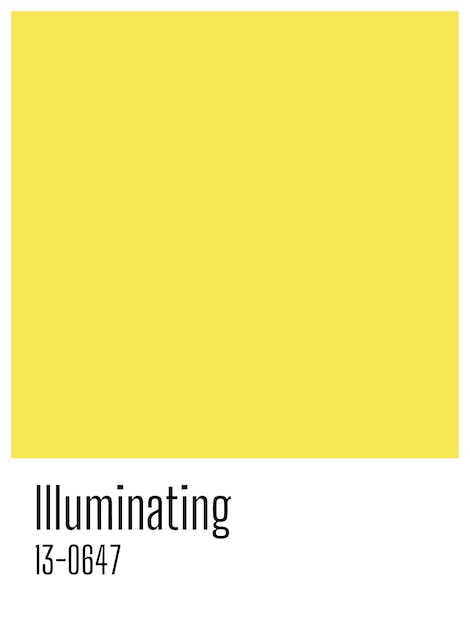 Cor do ano Pantone 2021 iluminante. Cartão amarelo em branco com espaço de cópia