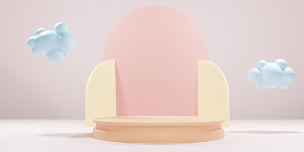 cor pastel de pódio renderizada em 3D