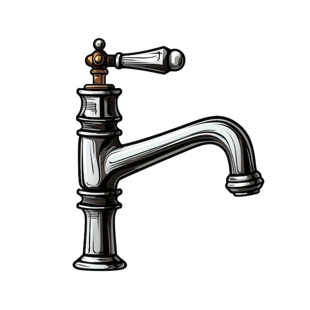 Foto cor preta faucet desenhado à mão vetor fundo branco iso