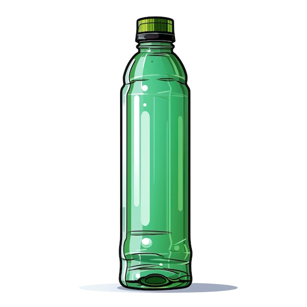 Foto cor verde garrafa de água desenhada à mão vetor fundo branco