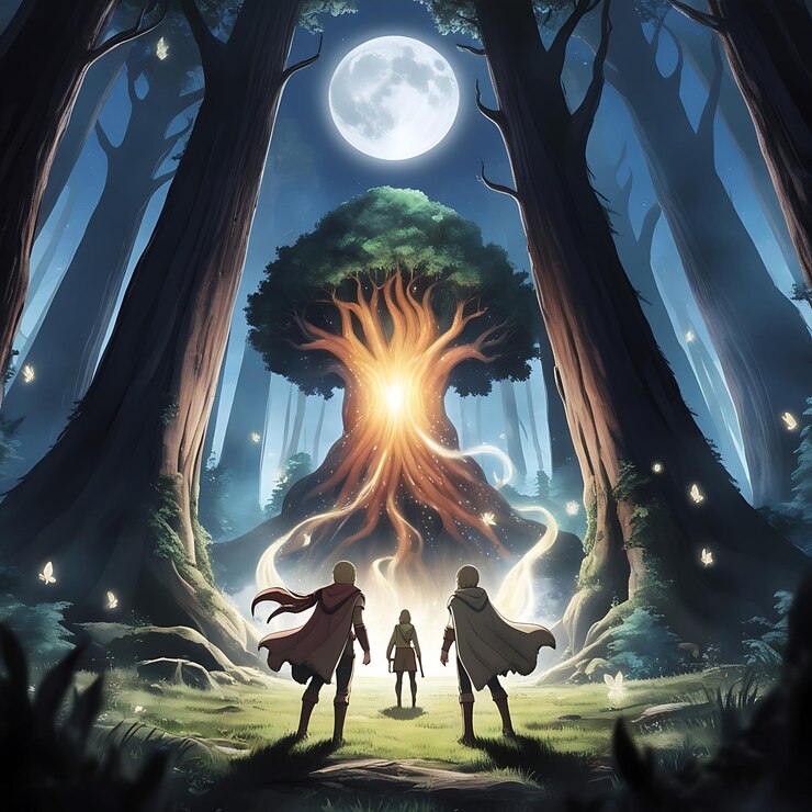 Cor vibrante de uma bela fantasia Anime Aldeia Paisagem de fundo ou papel de parede anime ilustra