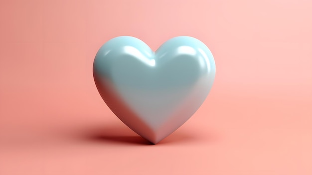 Coração 3D bonito com fundo liso no estilo de cores pastel minimalistas Generative AI