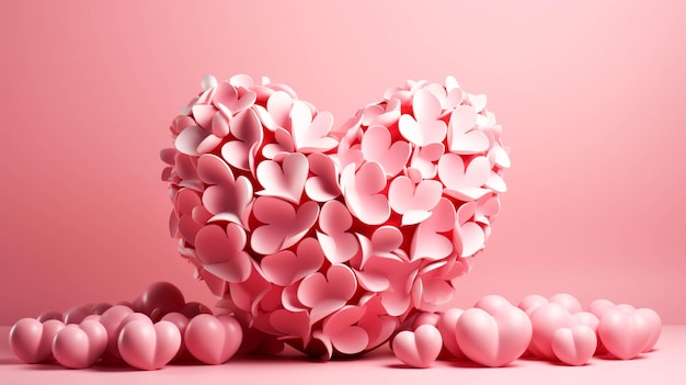 Coração amor forma abstrata valentines decoração em fundo rosa