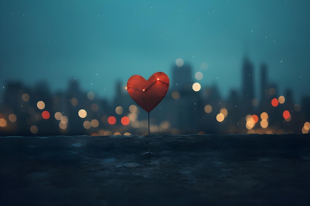 Coração bokeh fundo noite luzes da cidade Cidade no amor Dia dos Namorados