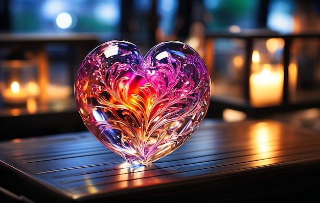Coração colorido em cima de uma mesa