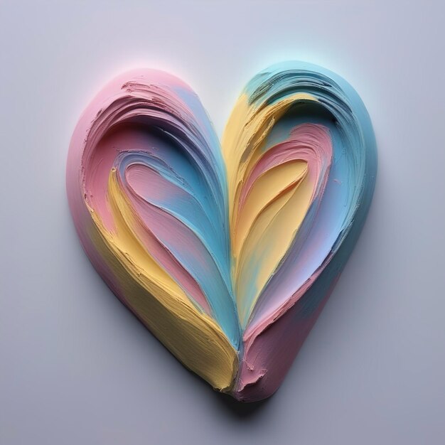 coração colorido pintado em fundo branco forma de coração feita de papel colorido em fundo branco