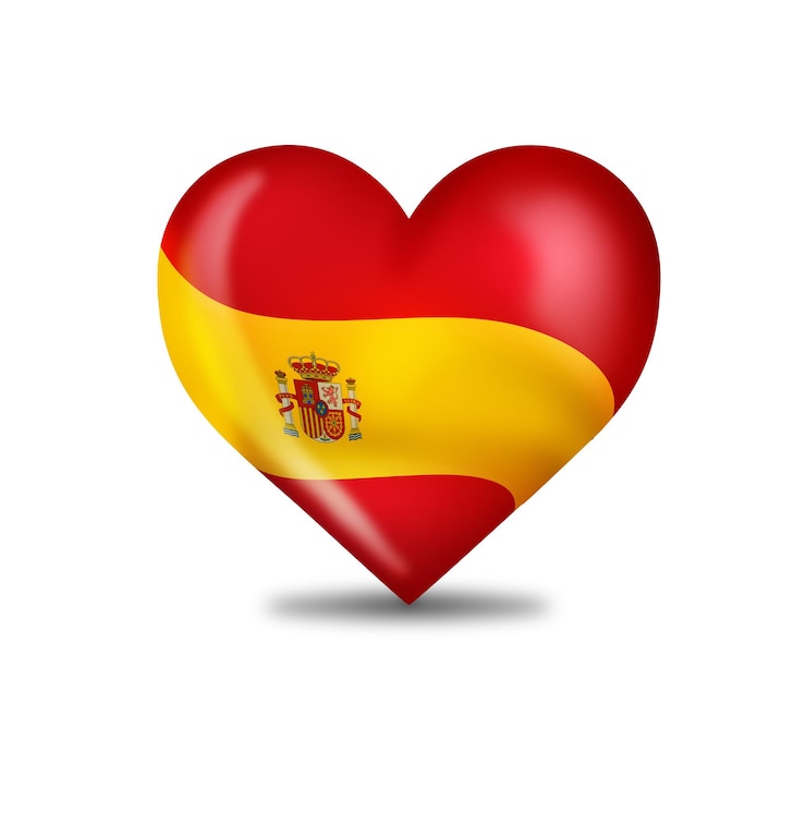 Foto coração com a bandeira da espanha em 3d