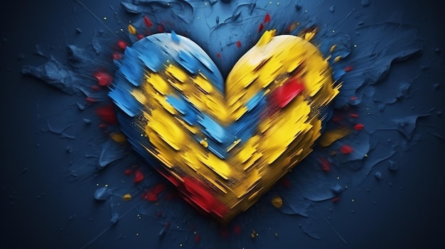 Foto coração com as cores da bandeira ucraniana conceito visual