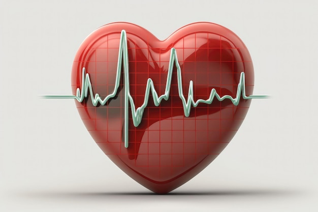 Coração com fundo transparente do ícone de coração vermelho EKG