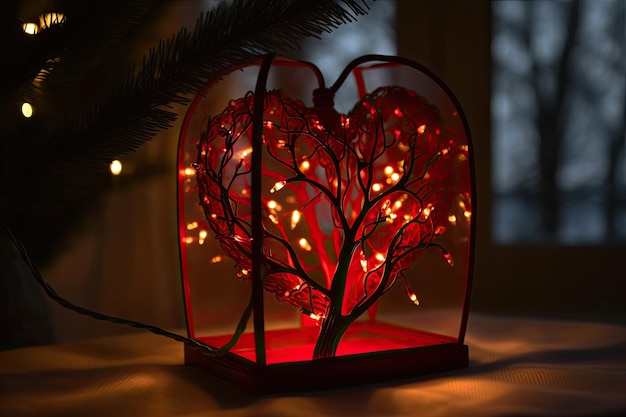 Coração com luzes para decoração de Natal Luz interior quente Generative AI