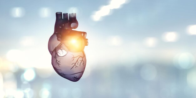Coração como símbolo de inovações na medicina. Mídia mista