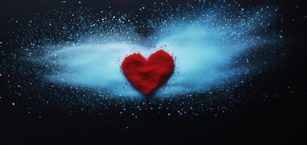 coração de areia azul feliz dia de valentino luz azul fundo AI gerado
