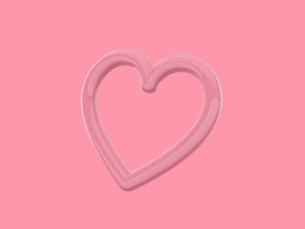 Coração de brinquedo Rosa de uma cor Símbolo do amor Em um fundo plano rosa Vista inferior renderização em 3d