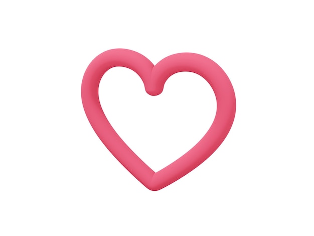Coração de brinquedo Símbolo de amor Cor única vermelha Em um fundo monocromático branco Vista do lado direito renderização em 3d