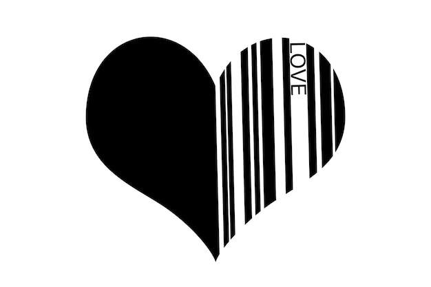 Foto coração de código de barras em um fundo branco.