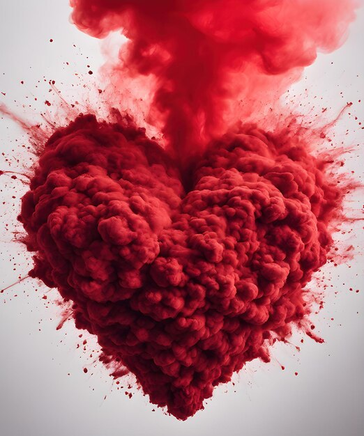 Foto coração de fumaça vermelho escarlate