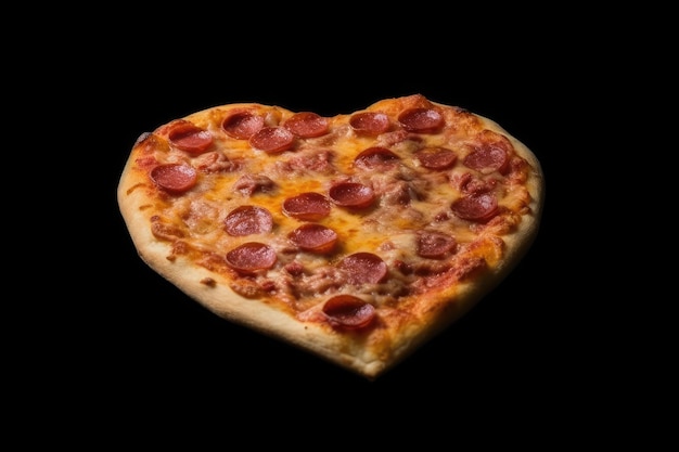 Coração de pizza isolado no fundo