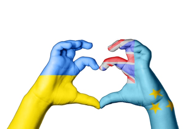 Coração de Tuvalu Ucrânia, Gesto de mão fazendo coração, Ore pela Ucrânia