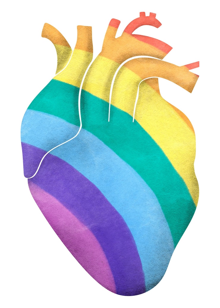Foto coração humano adesivo png bandeira do orgulho colagem fundo transparente
