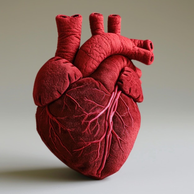 Coração humano anatômico como brinquedo Ilustração conceitual de doenças cardíacas Alerta e autocuidado