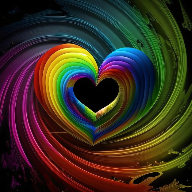 Coração LGBT arco-íris colorido com faixas de pintura coloridas Coração como um símbolo de afeto e amor