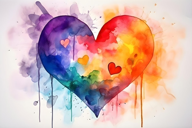 Coração nas cores do arco-íris mês do orgulho lgbt Generative AI 3