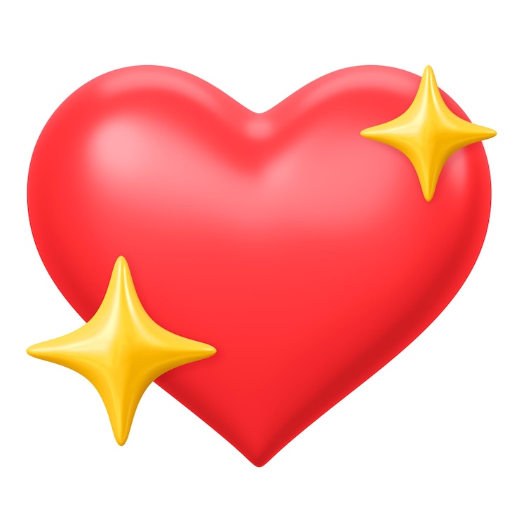 Foto coração vermelho brilhante png emoticon elemento 3d fundo transparente