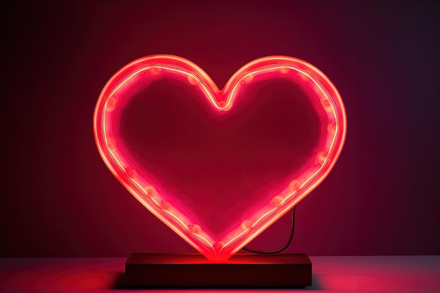 Coração vermelho do conceito de amor e dia dos namorados de luz neon Generative AI