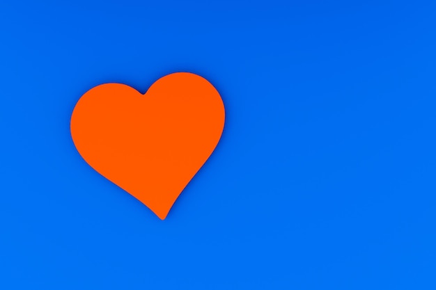 Coração vermelho em um fundo azul um símbolo de renderização love3D