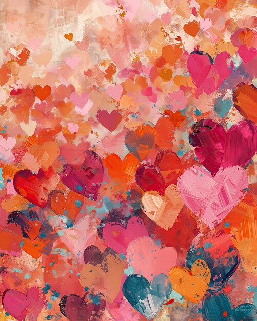 Corações coloridos Pintura abstrata