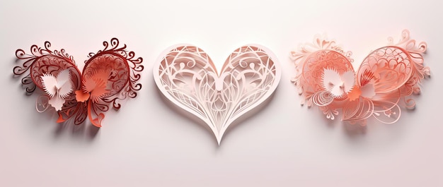 corações cor-de-rosa com fundo cor- de-rosa