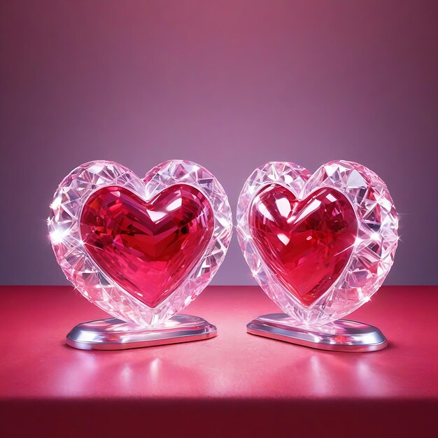 Corações de Cristal 3D cheios de amor para o Dia dos Namorados