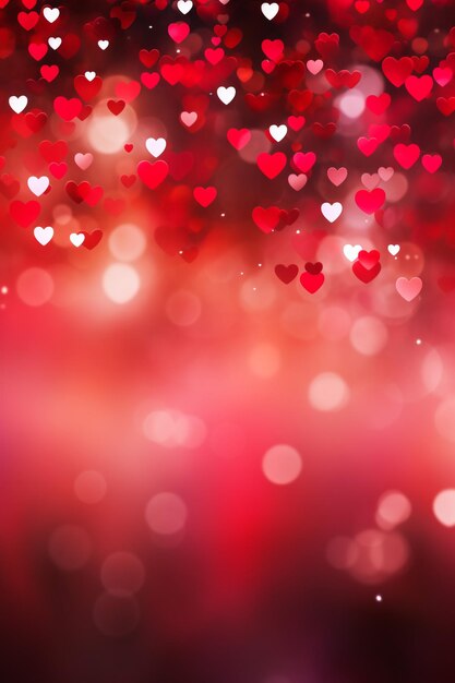 Corações de Dia dos Namorados em fundo vermelho
