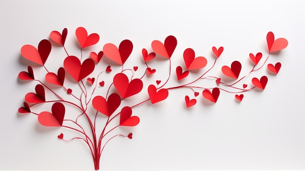 Corações de papel para o Dia dos Namorados.