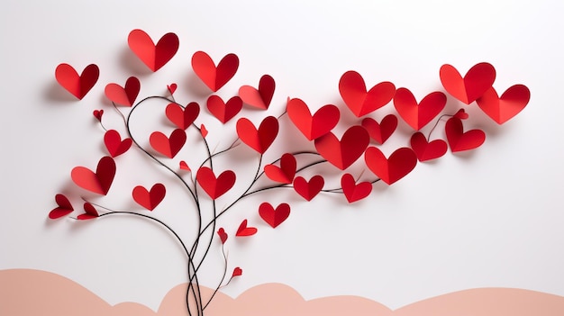 Corações de papel para o Dia dos Namorados.