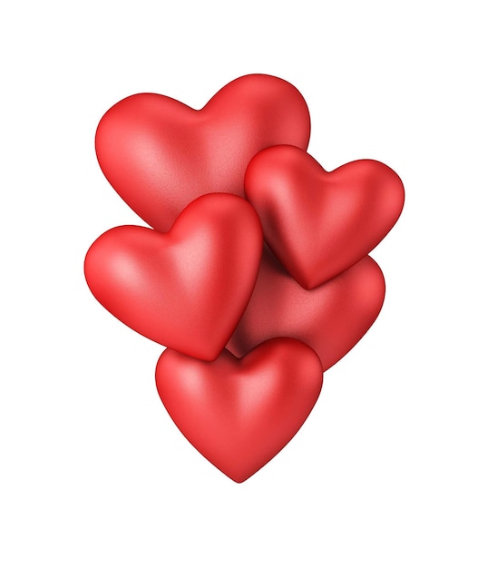 Corações de São Valentim vermelhos isolados em branco
