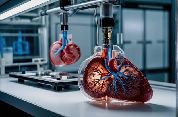 Corações humanos artificiais impressos em 3D em um laboratório