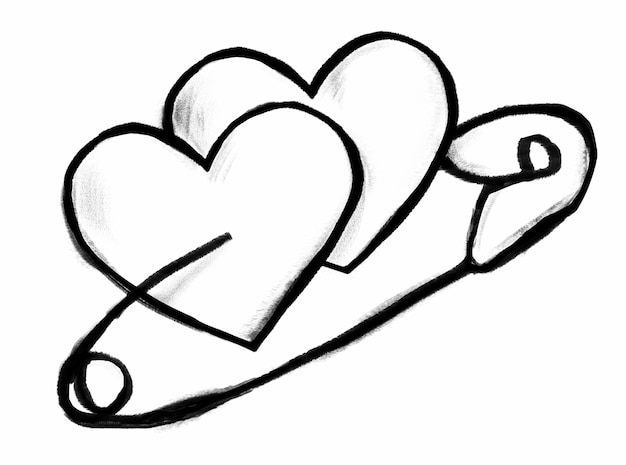 Corações pin png elemento doodle fundo transparente