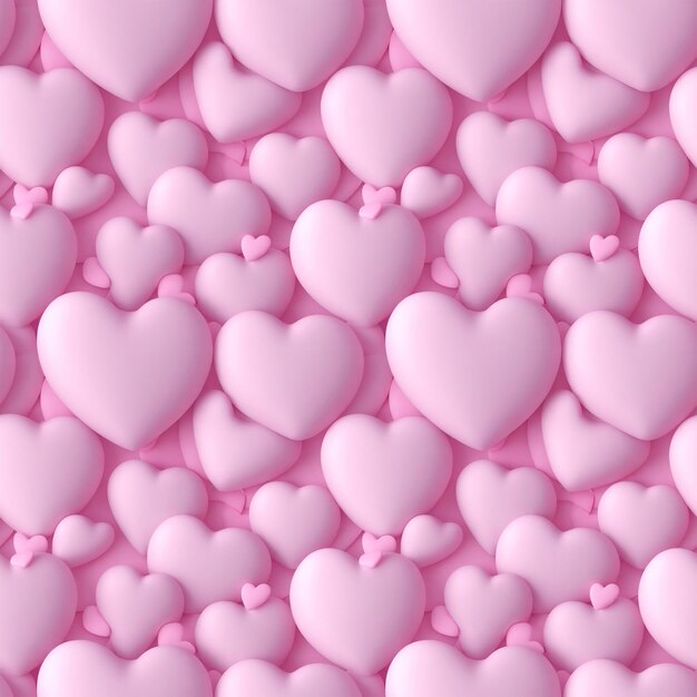 Foto corações rosados românticos com fundo 3d sem costura