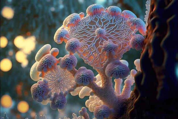 Un coral colorido con una gorra blanca.