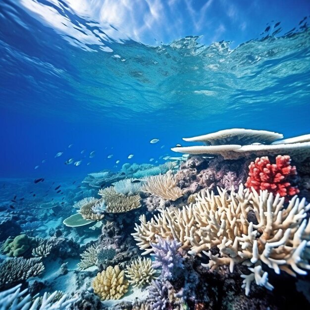 Coral de recifes branqueados num mundo que se aquece