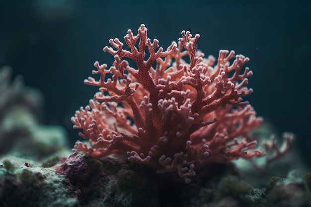 Un coral rojo está en el agua.