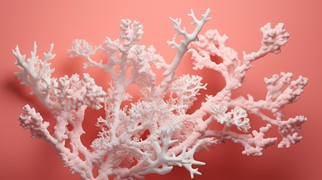 Foto corales blancos sobre un fondo rosado