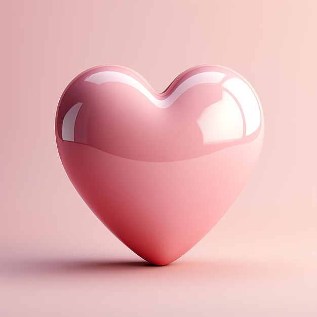 Corazón 3D en fondo rosa icono de corazón como y el amor Ilustración de renderización 3D