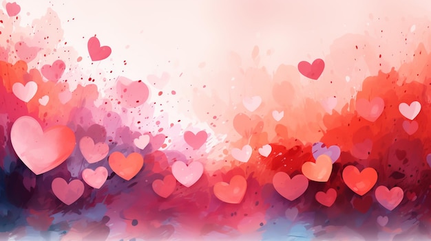 Corazón de acuarela Día de San Valentín Tarjeta de felicitación relación de amor pintura de arte