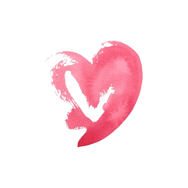 Un corazón de acuarela rosa sobre un fondo blanco La ilustración está dibujada a mano Día de San Valentín Una celebración del amor Decoración de logotipo de pegatinas Clipart