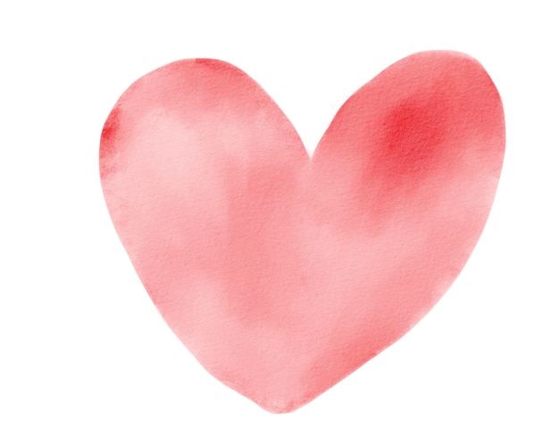 Corazón de acuarela de San Valentín. Ilustración de acuarela dibujada a mano romántica aislada sobre fondo blanco